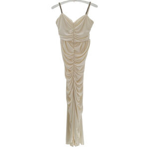 HP Vintage Nicole‎ Gather Ruched Rhinestone Spaghetti Strap Maxi Prom Dress